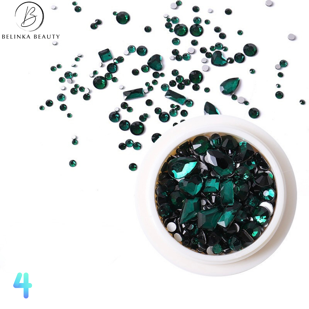 Mix of crystals for nails - Emerald Set 4